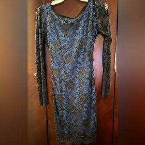 Black and Blue  stretch lace  mini dress